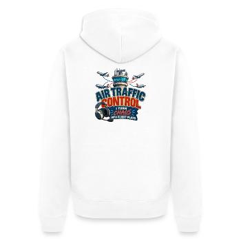 Lustiges Luftverkehrskontroll-Luftfahrtdesign - Unisex Premium Bio Zip Hoodie - Weiß - Hinten - Thijin (182cm)