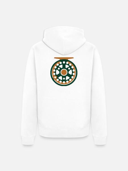 Fliegenrolle Angel Icon - Unisex Premium Bio Zip Hoodie - Weiß