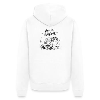 Holy Shit – Überforderter Weihnachtsmann - Unisex Premium Bio Zip Hoodie - Weiß - Hinten - Thijin (182cm)