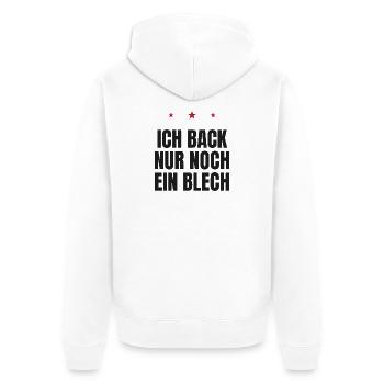 Ich back nur noch ein Blech – Weihnachtsbäckerei - Unisex Premium Bio Zip Hoodie - Weiß - Hinten - Thijin (182cm)