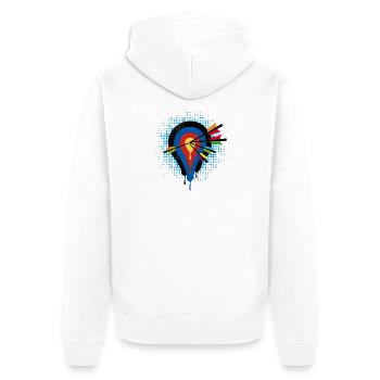 Zielscheibe und 5 Pfeile - Unisex Premium Bio Zip Hoodie - Weiß - Hinten - Thijin (182cm)