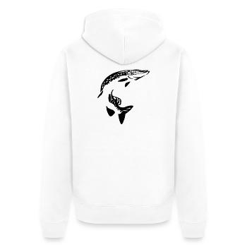 Hecht - Unisex Premium Bio Zip Hoodie - Weiß - Hinten - Thijin (182cm)