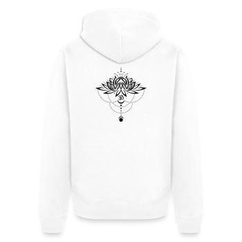 Lotus lotus fleur om symbole lune yoga - Veste à capuche bio Premium Unisexe - blanc - Dos - Thijin (182cm)