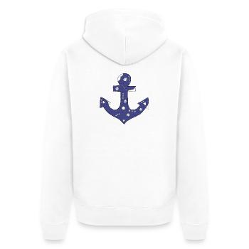 Anker - Unisex Premium Bio Zip Hoodie - Weiß - Hinten - Thijin (182cm)