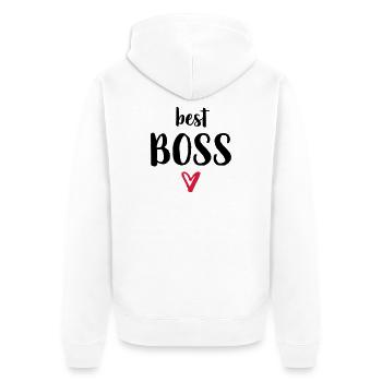 best Boss Herz Geschenk Chef - Unisex Premium Bio Zip Hoodie - Weiß - Hinten - Thijin (182cm)