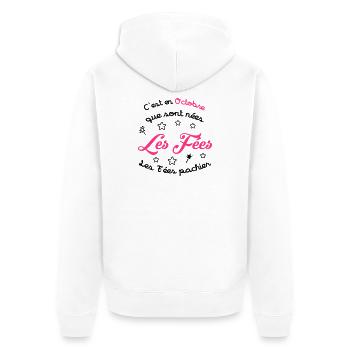 Fée / Fille / Reine / Naissance / Bébé / Octobre - Unisex Premium Organic Zip Hoodie - white - Back - Thijin (182cm)