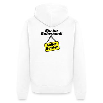 Rente Rentner Rentnerin Bin im Ruhestand(25) - Unisex Premium Bio Zip Hoodie - Weiß - Hinten - Thijin (182cm)