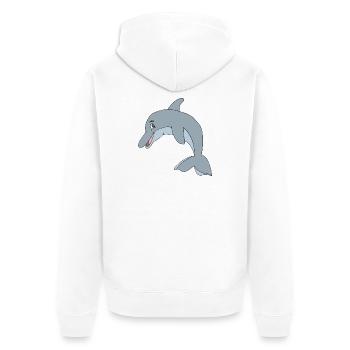 delphin - Unisex Premium Bio Zip Hoodie - Weiß - Hinten - Thijin (182cm)