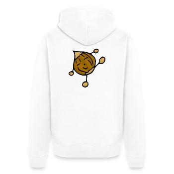 Nuss Haselnuss lustig cool positive Essen - Unisex Premium Bio Zip Hoodie - Weiß - Hinten - Thijin (182cm)