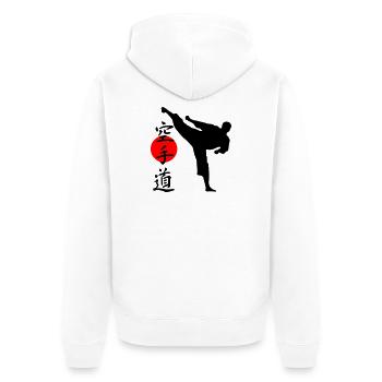 Karate Yokogeri with lettering - Unisex Premium Organic Zip Hoodie - white - Back - Thijin (182cm)