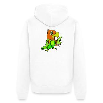 Papageien Farbwirbel - Unisex Premium Bio Zip Hoodie - Weiß - Hinten - Thijin (182cm)