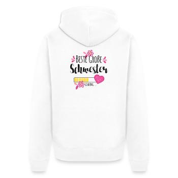 Beste Große Schwester Loading - Unisex Premium Bio Zip Hoodie - Weiß - Hinten - Thijin (182cm)
