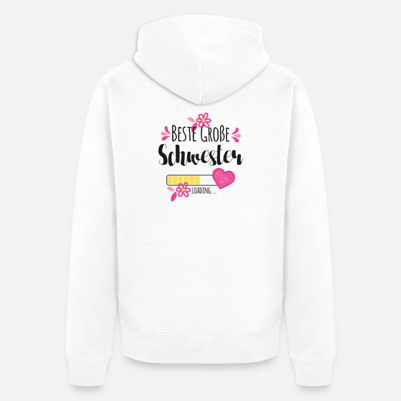 Beste Große Schwester Loading - Unisex Premium Bio Zip Hoodie - Weiß