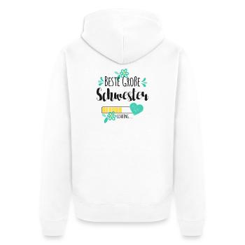 Beste Große Schwester Loading - Unisex Premium Bio Zip Hoodie - Weiß - Hinten - Thijin (182cm)