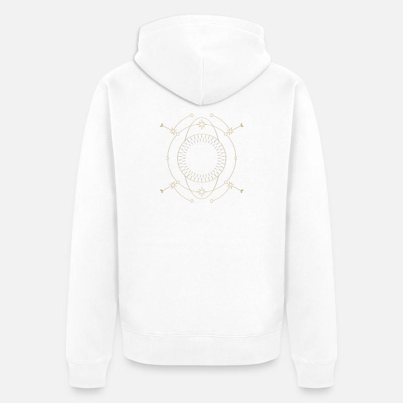 Conception de l’orbite du cercle d’étoile dorée - Veste à capuche bio Premium Unisexe - blanc