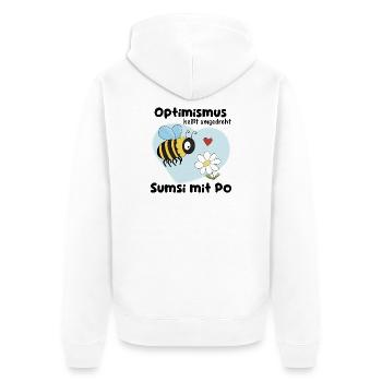 Optimismus Sumsi mit Po - Lustiger Cartoon - Unisex Premium Bio Zip Hoodie - Weiß - Hinten - Thijin (182cm)
