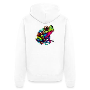 Frosch - Unisex Premium Bio Zip Hoodie - Weiß - Hinten - Thijin (182cm)