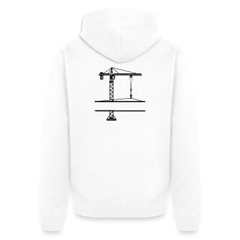 Construction crane with banner - Unisex Premium Organic Zip Hoodie - white - Back - Thijin (182cm)