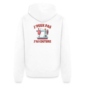 Nähen, Sticken, Nähmaschine - Unisex Premium Bio Zip Hoodie - Weiß - Hinten - Thijin (182cm)