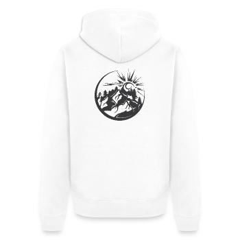 Mountains Outdoor Nature Forest Landscape Graphic Logo - Unisex Premium Organic Zip Hoodie - white - Back - Thijin (182cm)