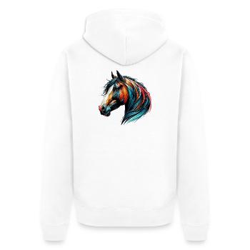 Horse - Unisex Premium Organic Zip Hoodie - white - Back - Thijin (182cm)