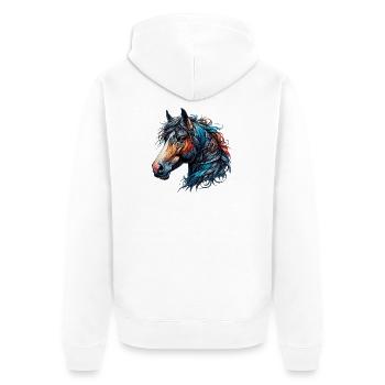 Pferd - Unisex Premium Bio Zip Hoodie - Weiß - Hinten - Thijin (182cm)