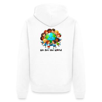 Nous sommes le monde - Veste à capuche bio Premium Unisexe - blanc - Dos - Thijin (182cm)