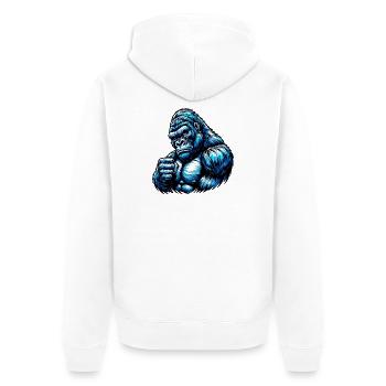 Gorilla - Unisex Premium Bio Zip Hoodie - Weiß - Hinten - Thijin (182cm)