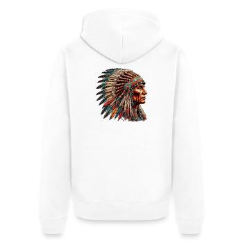 Amerikanisch Indianer Amerikanische Rote Haut - Unisex Premium Bio Zip Hoodie - Weiß - Hinten - Thijin (182cm)