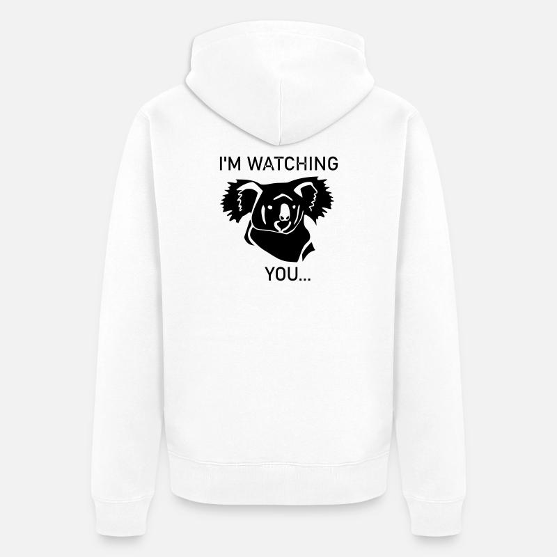 Koala vous regarde - Veste à capuche bio Premium Unisexe - blanc