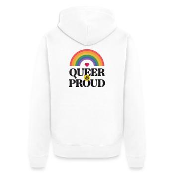 Mois de la fierté LGBT - Queer et fier - Veste à capuche bio Premium Unisexe - blanc - Dos - Thijin (182cm)