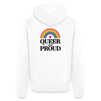 Mois de la fierté LGBT - Queer et fier - Veste à capuche bio Premium Unisexe - blanc - Dos - Thijin (182cm)