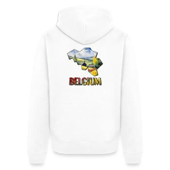 Watercolor Map of Belgium - Unisex Premium Organic Zip Hoodie - white - Back - Thijin (182cm)