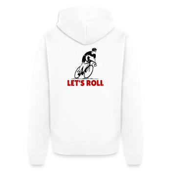 Rennrad Spruch Let's Roll für Rennradfahrer - Unisex Premium Bio Zip Hoodie - Weiß - Hinten - Thijin (182cm)