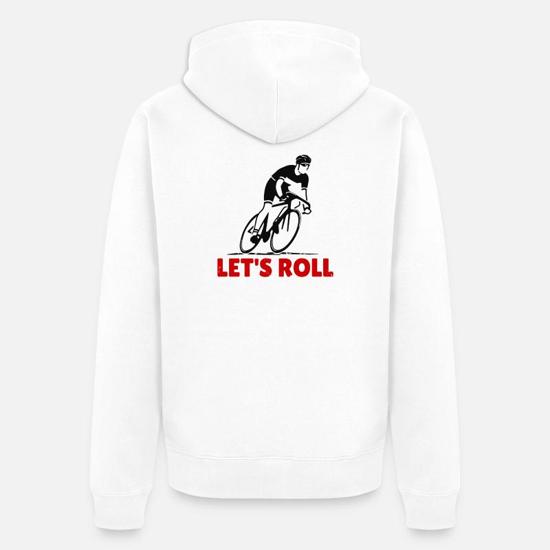 Dynamischer Radfahrer Silhouette - Unisex Premium Bio Zip Hoodie - Weiß