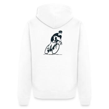 Rennradfahrer Silhouette Radsport minimalistisch - Unisex Premium Bio Zip Hoodie - Weiß - Hinten - Thijin (182cm)