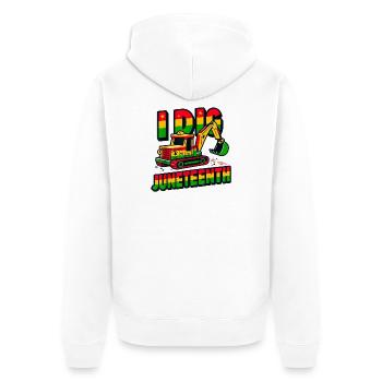 I Dig Juneteenth Fists Tractor Construction Truck - Unisex Premium Organic Zip Hoodie - white - Back - Thijin (182cm)