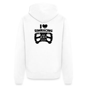 i love simracing Gaming Sim Racer Logo Heart Icon - Unisex Premium Organic Zip Hoodie - white - Back - Thijin (182cm)