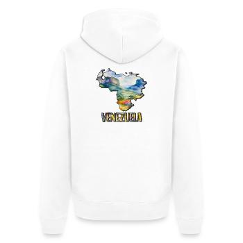 Aquarell Landkarte Venezuela - Unisex Premium Bio Zip Hoodie - Weiß - Hinten - Thijin (182cm)