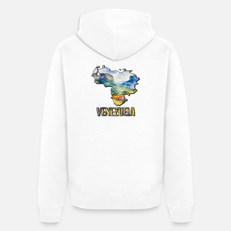 Carte à l’aquarelle Venezuela - Veste à capuche bio Premium Unisexe - blanc