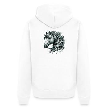 Horse - Unisex Premium Organic Zip Hoodie - white - Back - Thijin (182cm)