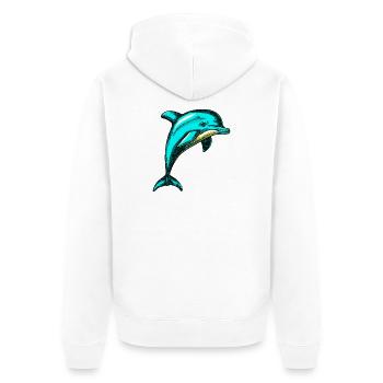 Dolphin - Unisex Premium Organic Zip Hoodie - white - Back - Thijin (182cm)