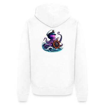 Krake - Unisex Premium Bio Zip Hoodie - Weiß - Hinten - Thijin (182cm)