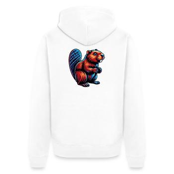Bieber - Unisex Premium Bio Zip Hoodie - Weiß - Hinten - Thijin (182cm)