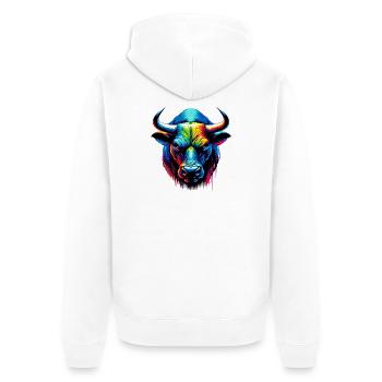 Stier - Unisex Premium Bio Zip Hoodie - Weiß - Hinten - Thijin (182cm)