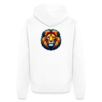 Löwe - Unisex Premium Bio Zip Hoodie - Weiß - Hinten - Thijin (182cm)