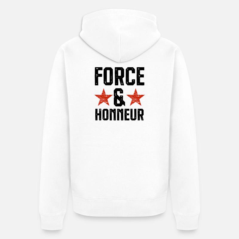 Force et honneur 2 - Veste à capuche bio Premium Unisexe - blanc
