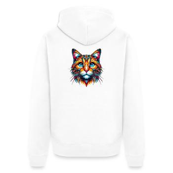 Cat - Unisex Premium Organic Zip Hoodie - white - Back - Thijin (182cm)
