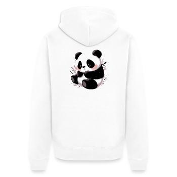 Panda - Unisex Premium Bio Zip Hoodie - Weiß - Hinten - Thijin (182cm)