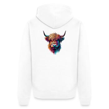 Scottish Highland Cow - Unisex Premium Organic Zip Hoodie - white - Back - Thijin (182cm)